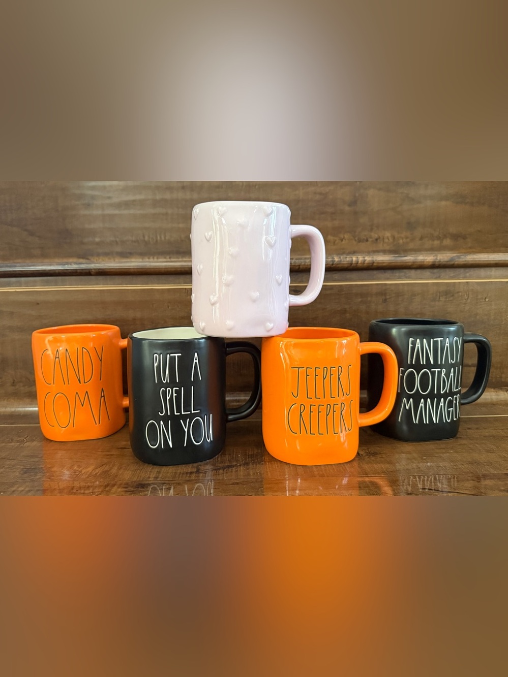 5 Rae Dunn Ceramic Mugs